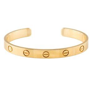 CARTIER LOVE CUFF 18K YELLOW GOLD BRACELET SIZE 18 W/BOX - Preowned